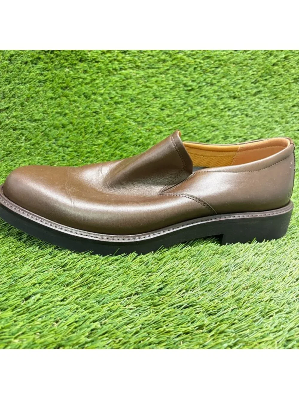 Ecco Metropole London Mens Size 12 Brown Classic Leather Slip On Dress Shoes
